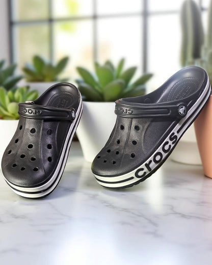 Crocs with Side Stripes for Men Black
