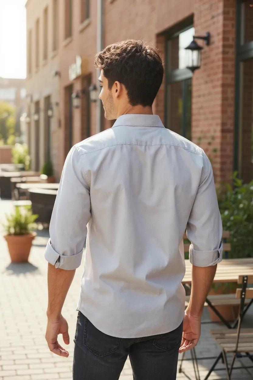 OST Lycra Satin Plain Shirt Grey