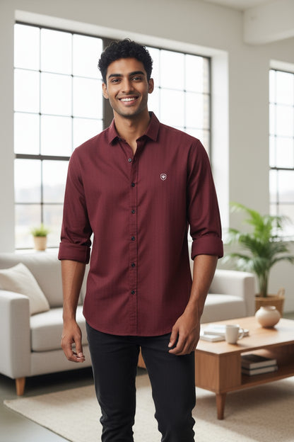 Coco Time Textured Shirt Maroon