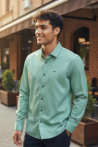 OST Lycra Satin Plain Shirt Green