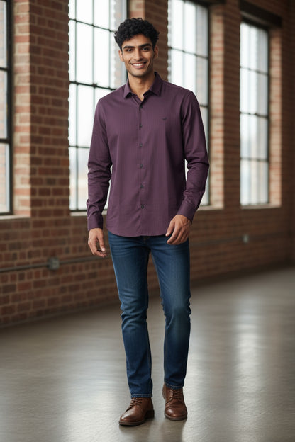 OST Lycra Satin Plain Shirt Purple