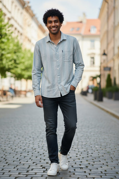 Tom Hatton Vertical Stripe Shirt Green CA 2573