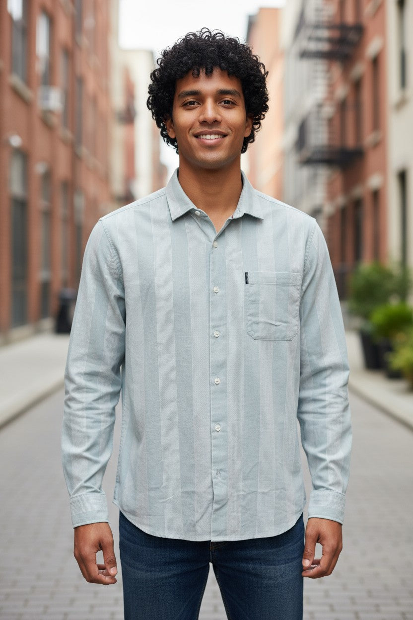 Tom Hatton Vertical Stripe Shirt Green CA 2573