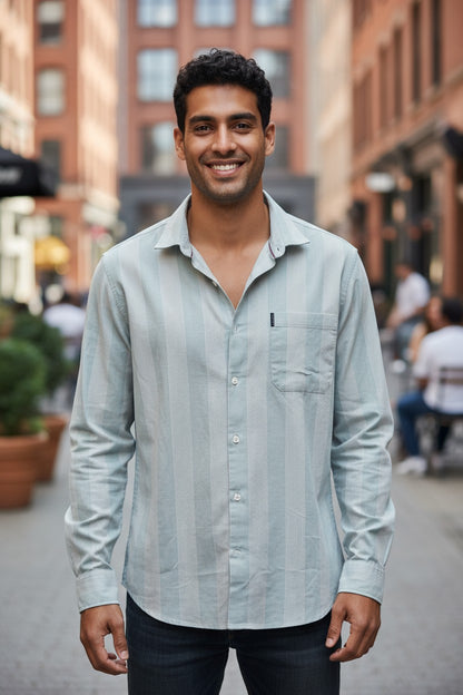 Tom Hatton Vertical Stripe Shirt Green CA 2573