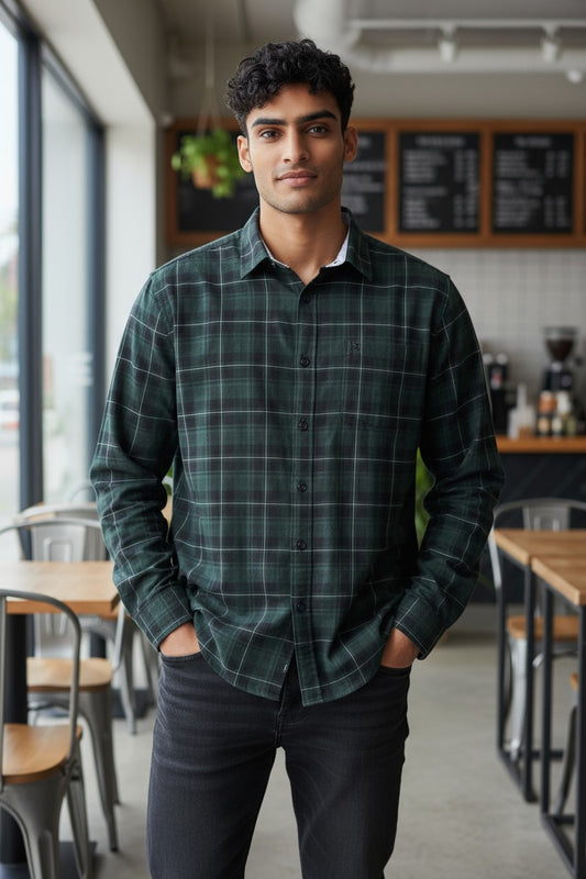 Tom Hatton Check Shirt Green Black SA 5228