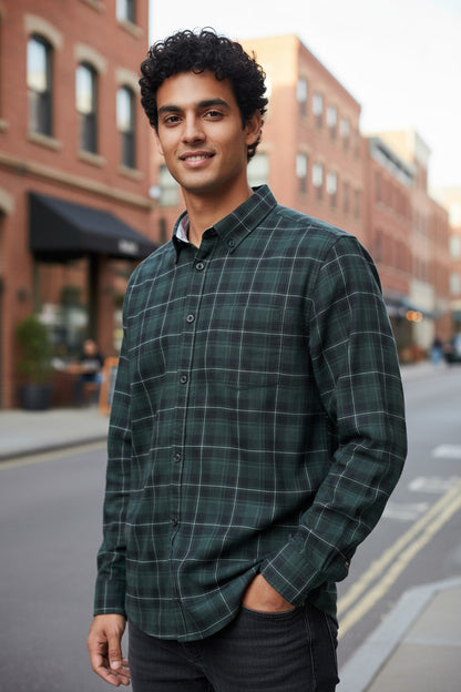 Tom Hatton Check Shirt Green Black SA 5228