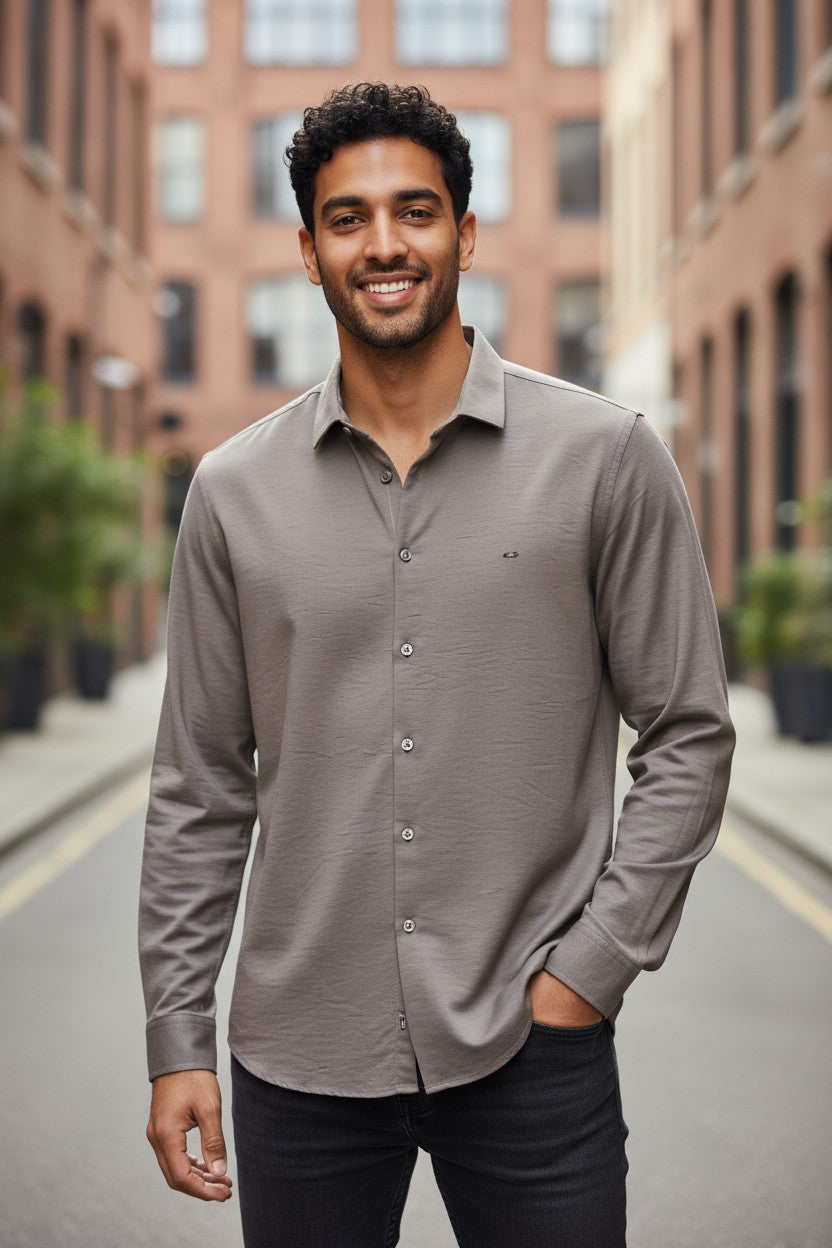 The Lab Cotton Lycra Shirt Brown