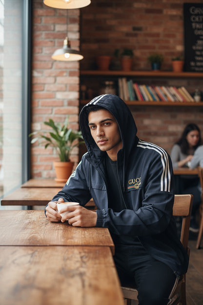 Gucci Black Hooded Windcheater for Men