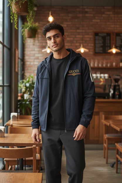 Gucci Black Hooded Windcheater for Men