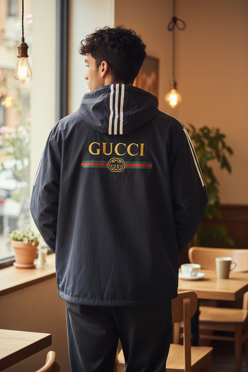 Gucci Black Hooded Windcheater for Men